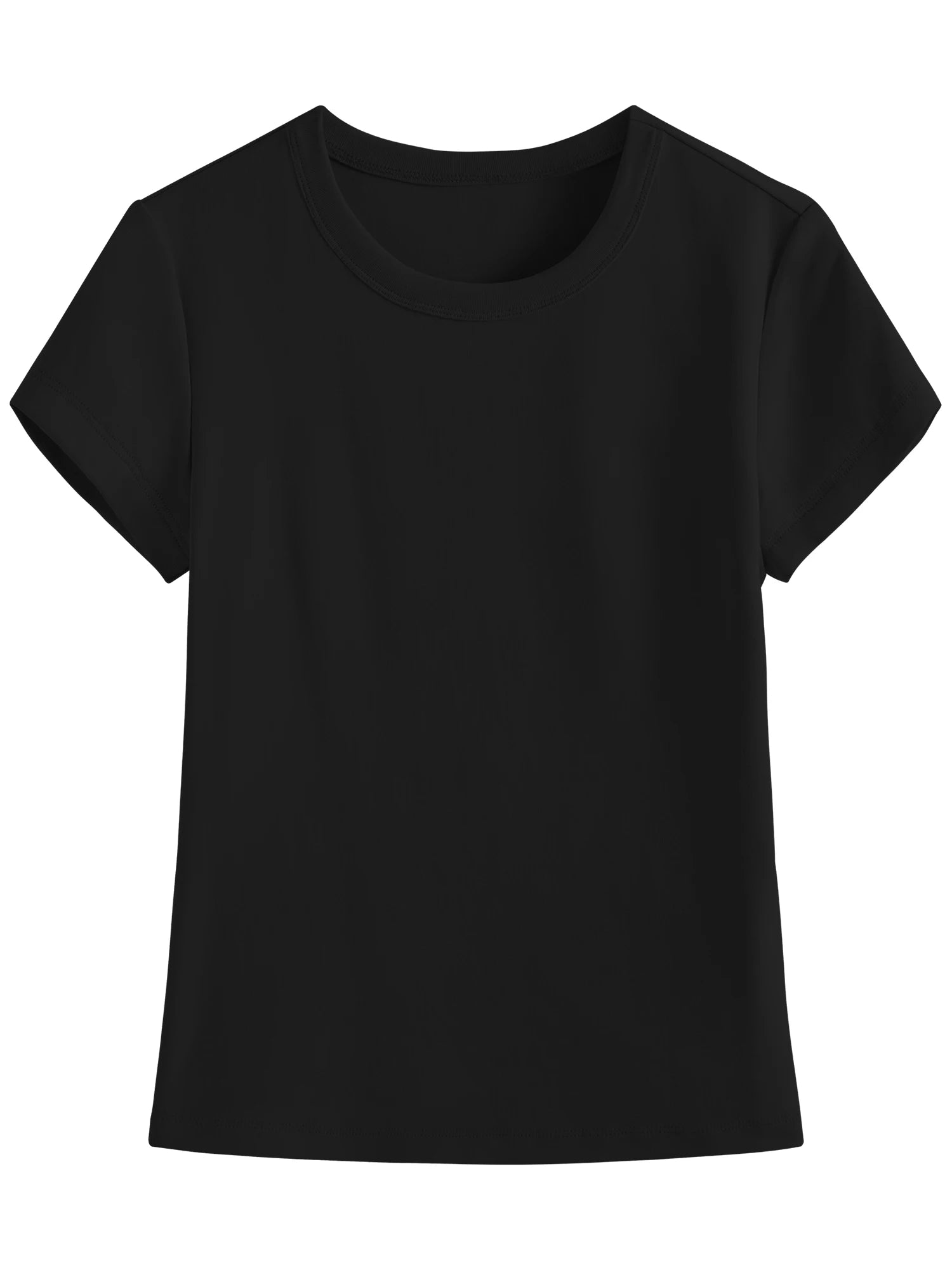 Straight-Cut Slim-Fit Crew Neck Short-Sleeved T-Shirt